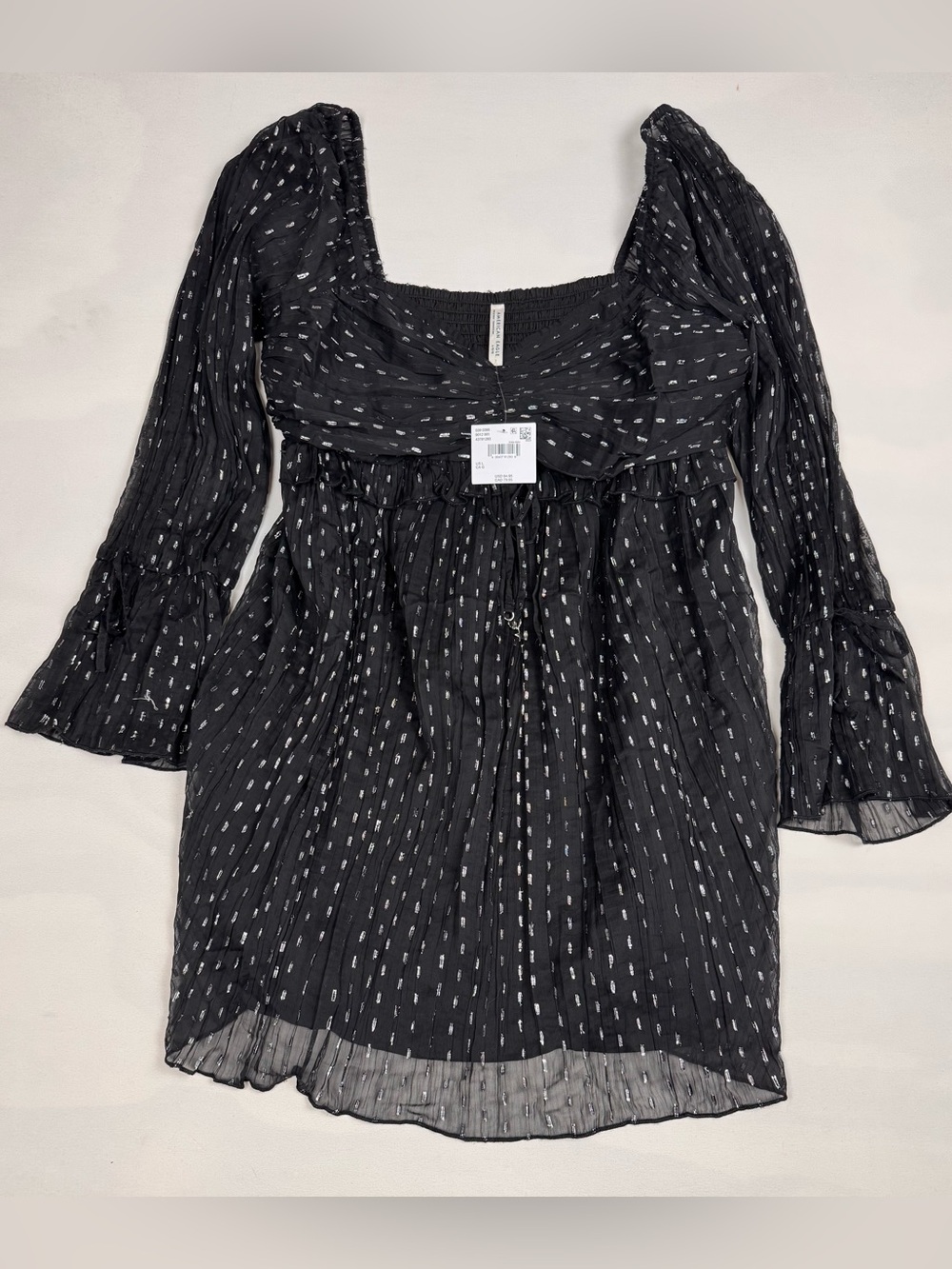 NWT American Eagle Long Sleeve Babydoll Mini Dress Black Women’s L Retail $64